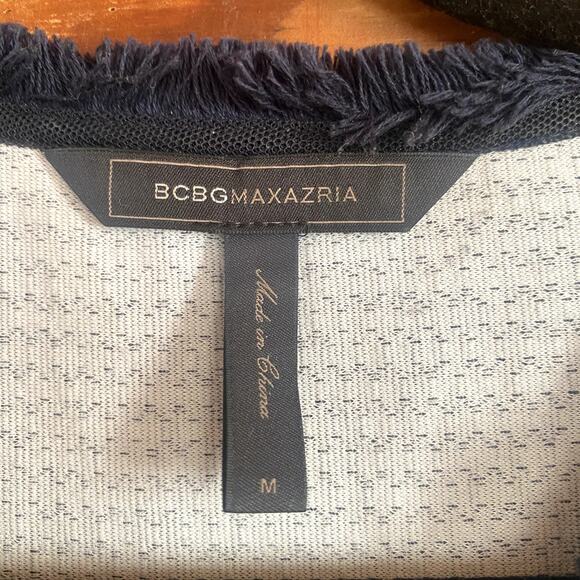 BCBG Maxazria navy tweed peplum panel top - Picture 2 of 5